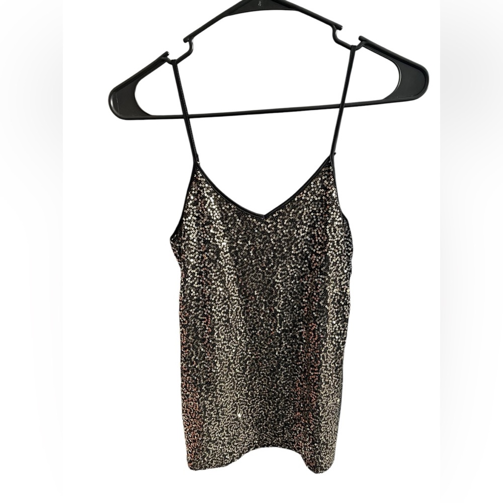 Express Back and Gold Sequin Spaghetti Strap Tank Top - Small